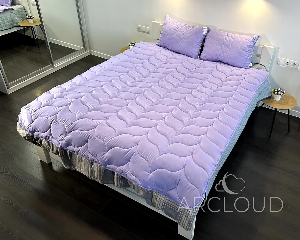Ковдра зимова ArCloud Floral Lavander 200х220 у сумці + 2 подушки з кантом ArCloud Floral Lavander 50х70 у сумці + постільна білизна LARA сатин євро модель на вибір - фото 4