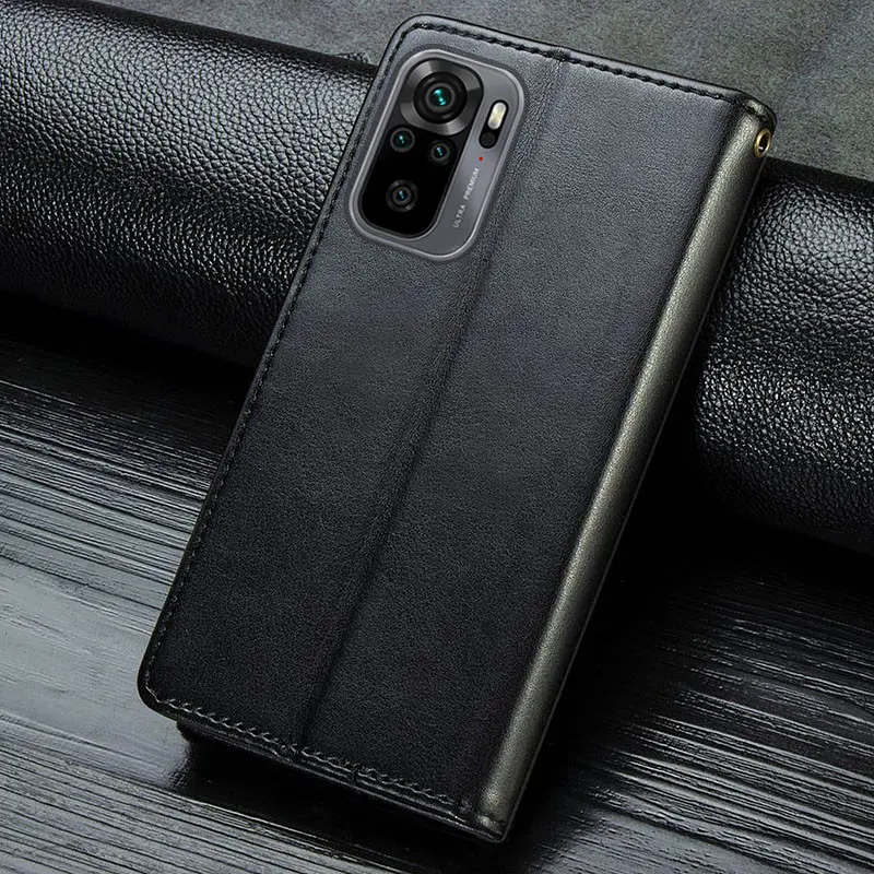 Кожаный чехол-книжка GETMAN Gallant (PU) для Xiaomi Redmi Note 10 / Note 10s Черный - фото 5