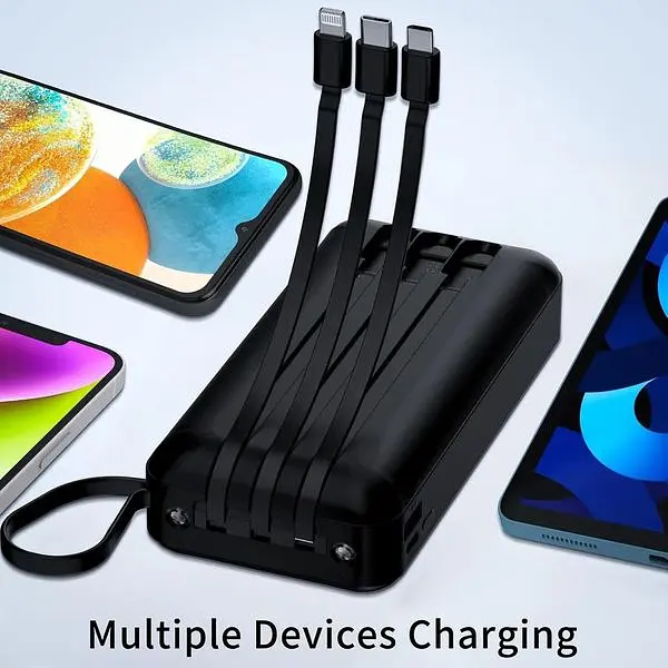 Портативний зарядний пристрій Ven-Dens 20000 мАг вбудований кабель x 4 USB C 6 виходів тип C 15W - фото 5