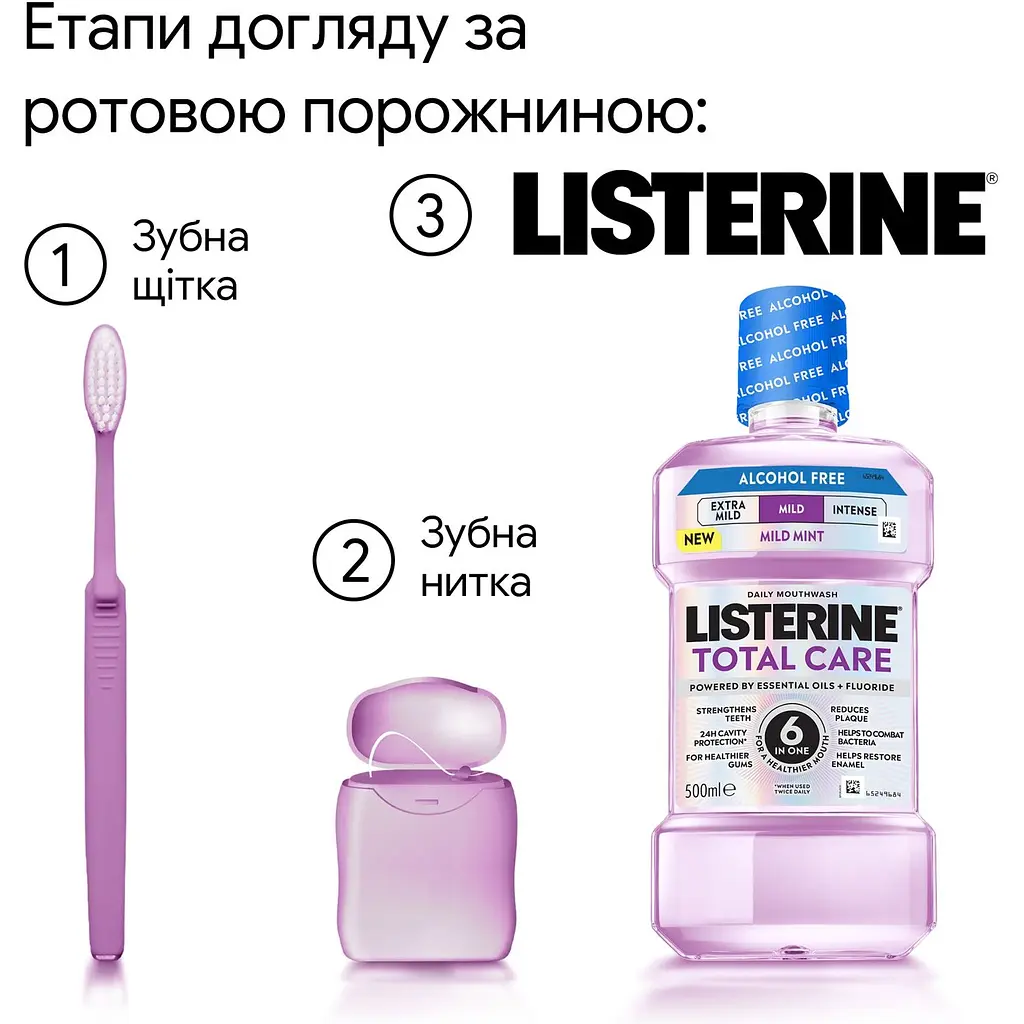 Ополіскувач для порожнини рота Listerine Total Care М'який смак (без спирту) 500 мл - фото 4