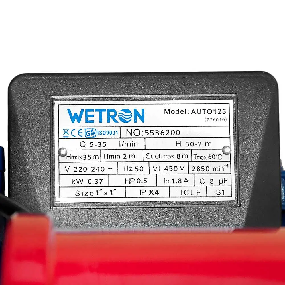 Насосна станція Wetron 0.37 кВт Hmax 32 м Qmax 35 л/хв 776010 - фото 4