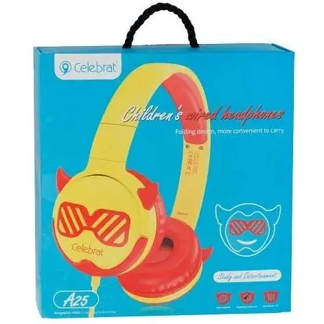 Наушники накладные детские Celebrat A25 3.5мм желто красные - фото 4