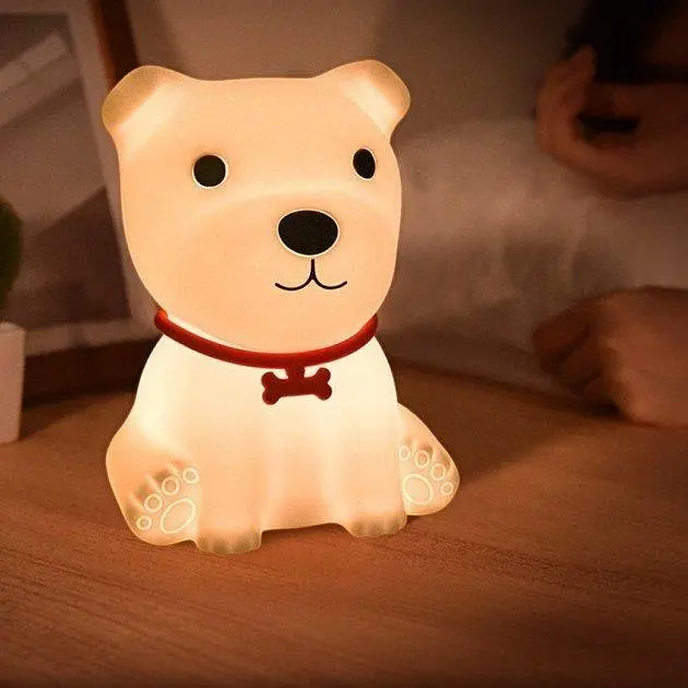 Декоративний нічник Puppy LJC-148 цуценя дитячий силіконовий світильник для сну іграшка білий - фото 3