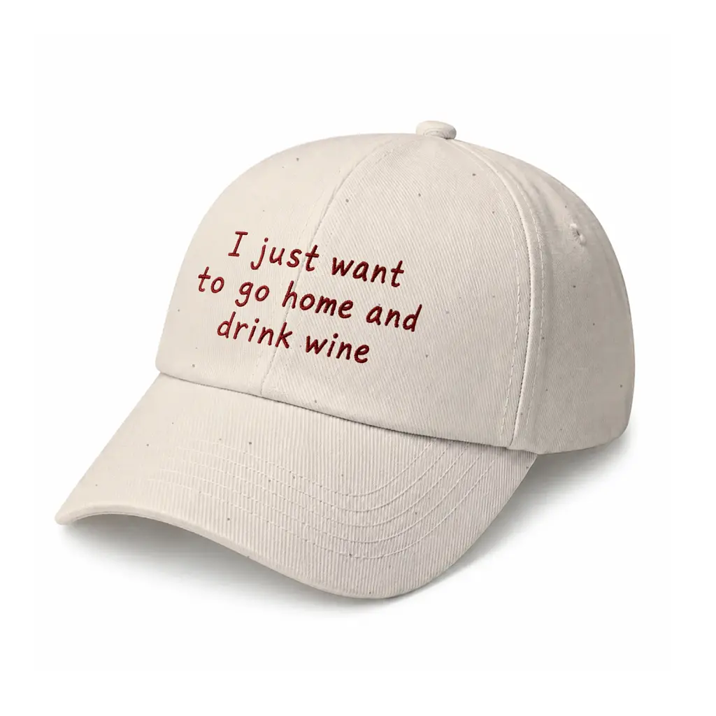 Кепка «I just wanna go home and drink wine» бежева