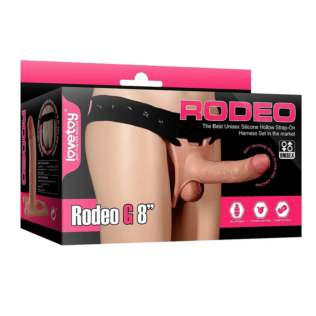Страпон порожнистий LoveToy Unisex Hollow Strap-On Rodeo G 20.3 см тілесний - фото 8