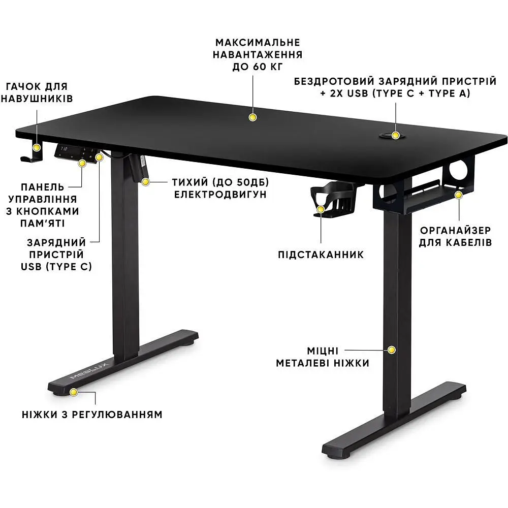 Стіл Mealux PowerDesk Energy Black з електрорегулюванням висоти (EVO-201 Energy B/B) - фото 3