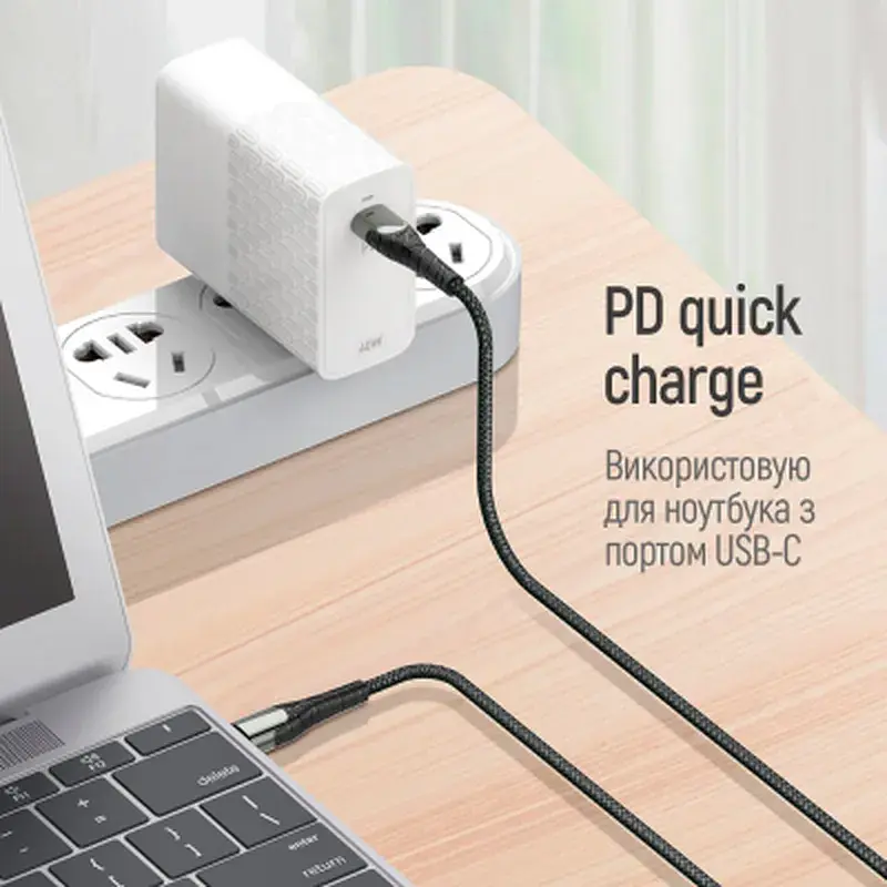 Дата кабель USB-C to USB-C 2.0m PD Fast Charging 65W 3A grey ColorWay (CW-CBPDCC039-GR) - фото 3