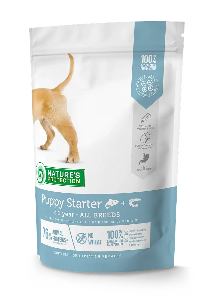 Сухий корм для цуценят всіх порід у період першого прикорму Nature's Protection Puppy starter, 500г