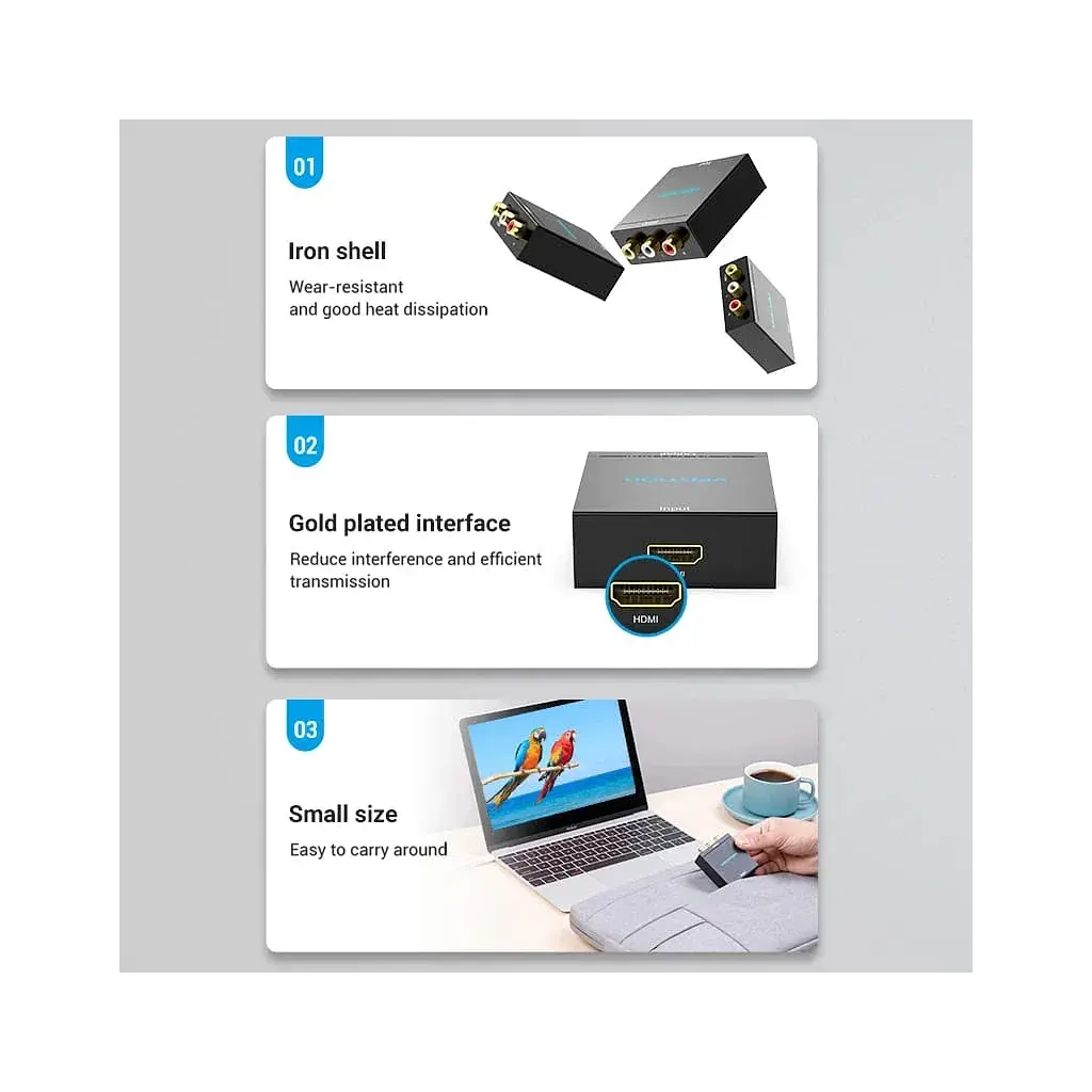 Конвертор HDMI to RCA Metal Type black Vention (AEEB0) - фото 9