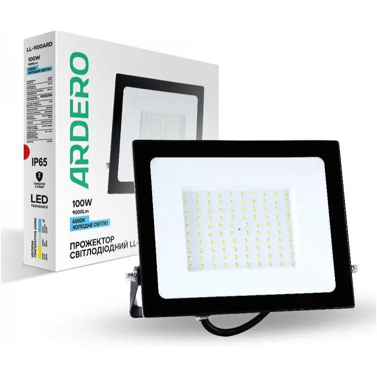 Прожектор світлодіодний Ardero LL-1100ARD 100 Вт 6500K чорний (80019) - фото 2