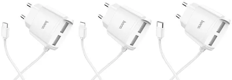Блок живлення iPhone 5 6 7 8 11 мережеве зарядне 2 юсб порта Hoco c59a - фото 4