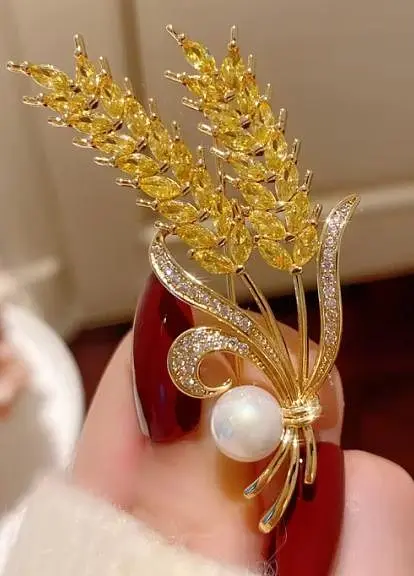 Брошка Колосся пшениці два колоски брошка-шпилька символ України жовта - фото 3