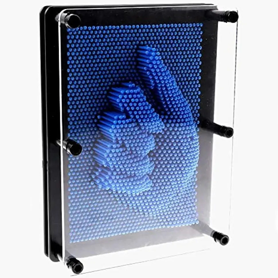 Експрес скульптор Pinart 3D Пін-арт іграшка для творчості та антистрес, сувенір з відбитком руки настільний декор 17.5 см синій - фото 3
