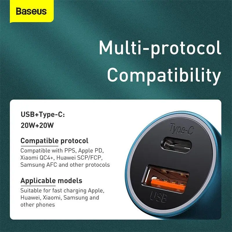 Адаптер автомобільний зу 2 порти BASEUS Golden Contactor Pro Dual CCJD-0G - фото 4