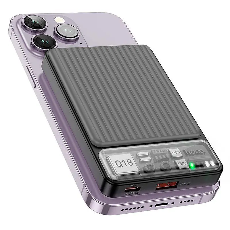 Внешний аккумулятор магнитный Hoco Q18 Tourer power bank with magnetic fast charging 10000mAh - фото 3