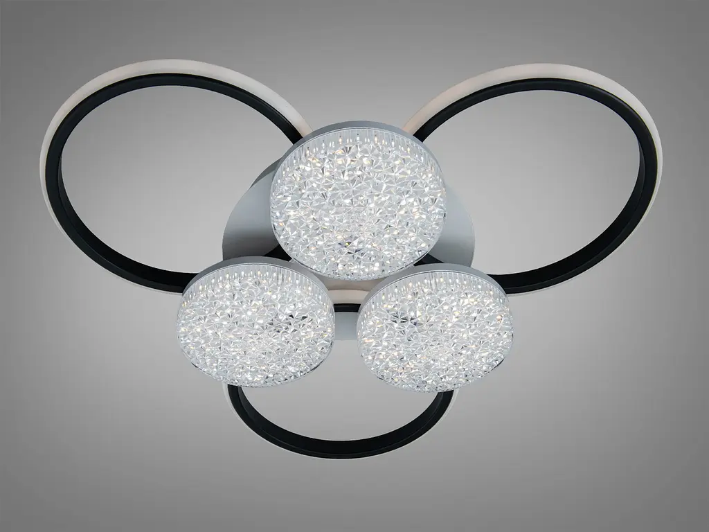 Стельова LED-люстра Dia 2562WH+BK DIMMER - біло-чорна, 82 Вт, 60 см - фото 3