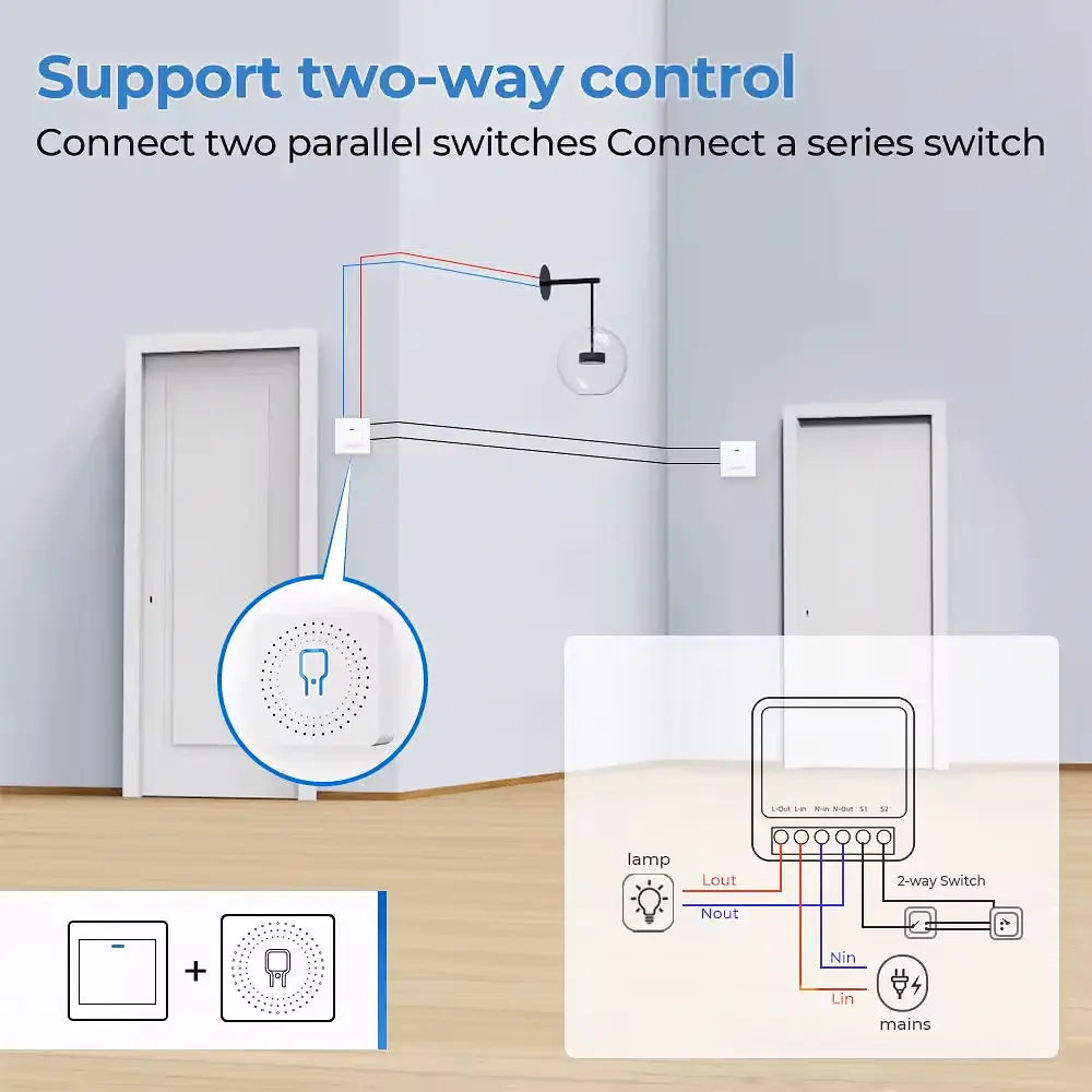 Реле умное Tuya Smart Mini Swith 16А с WiFi модулем Smart Home 16A 100-240 В - фото 2