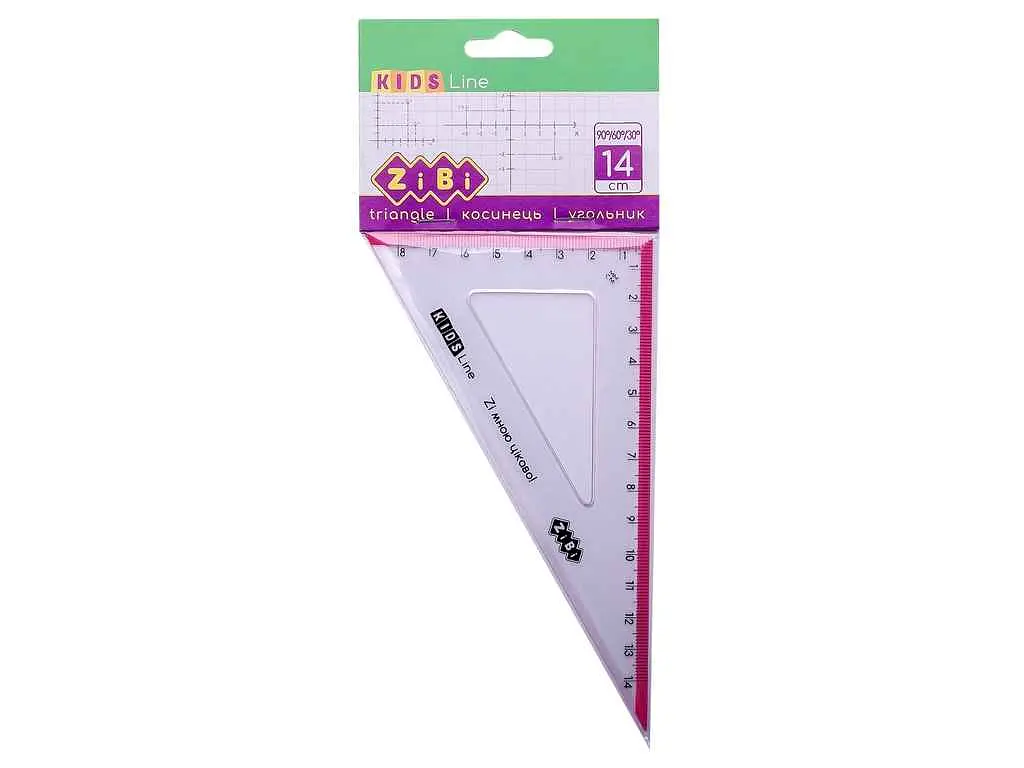 Косинець ZiBi 14см 90°/60° з рожевою смужкою, блістер, KIDS Line