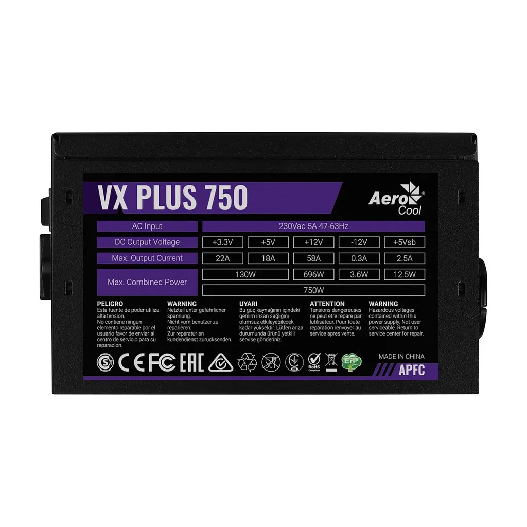 Блок живлення AeroCool 750W VX Plus Stealth (ACPN-VS75AEY.12) - фото 5