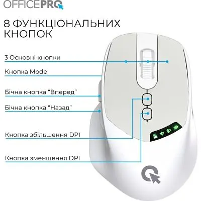 Комп'ютерна мишка OfficePro (M520W) Wireless/Bluetooth White (M520W) - фото 4