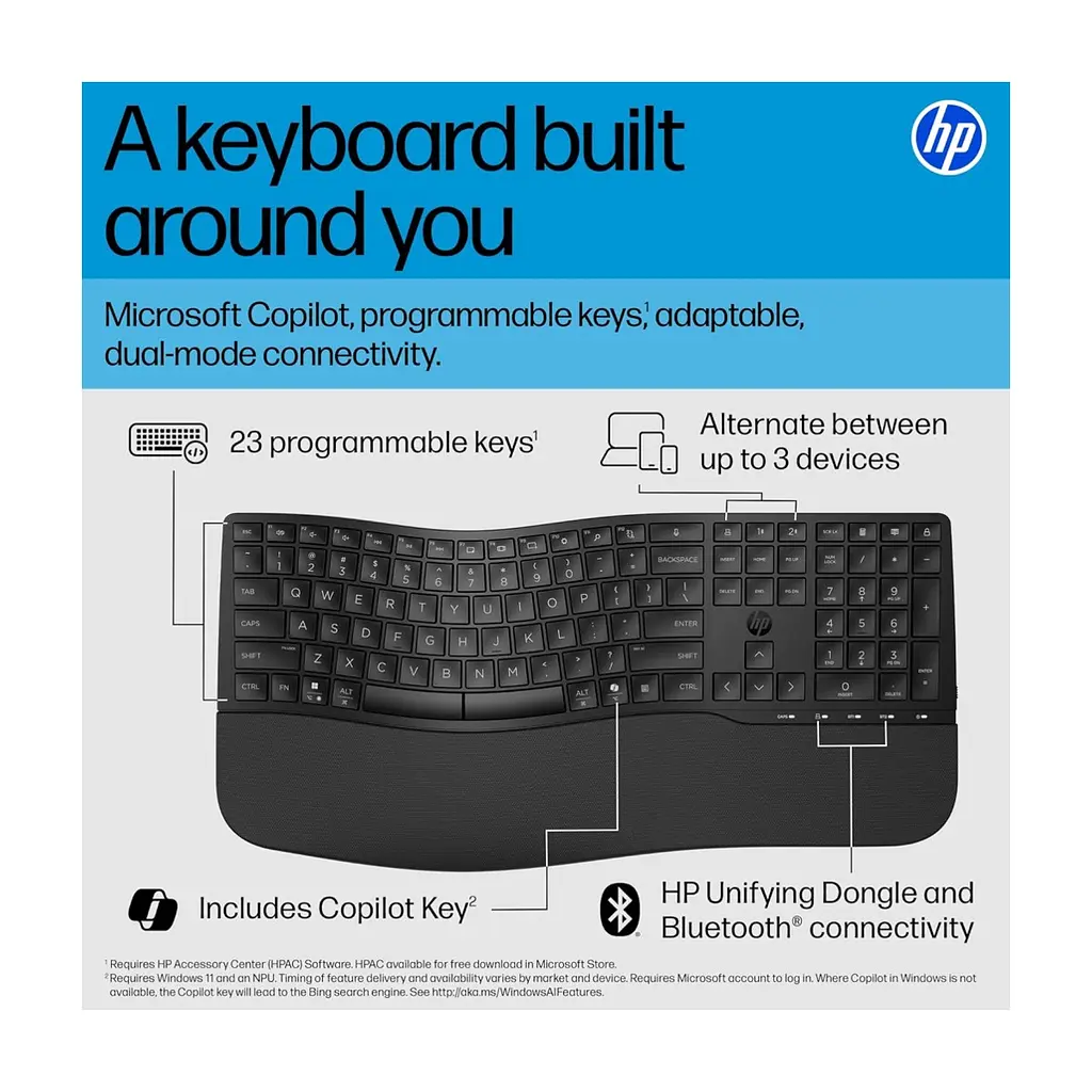 Клавіатура HP 680 Comfort Dual-Mode UA Black (8T6L8AA) - фото 3