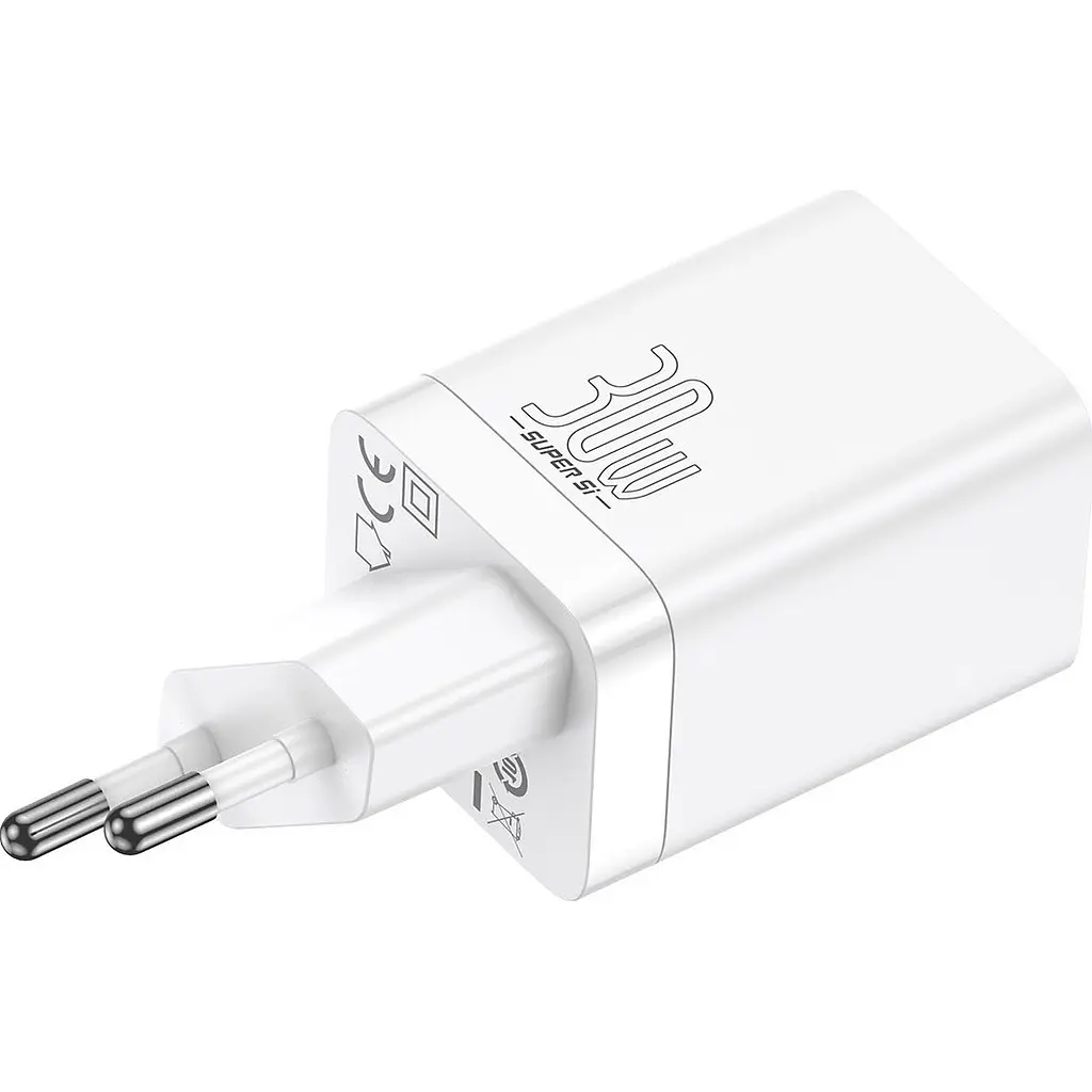 Мережевий зарядний пристрій Baseus Super Si Pro 30W USB-C + USB-A White (CCSUPP-E02) [69676] - фото 2