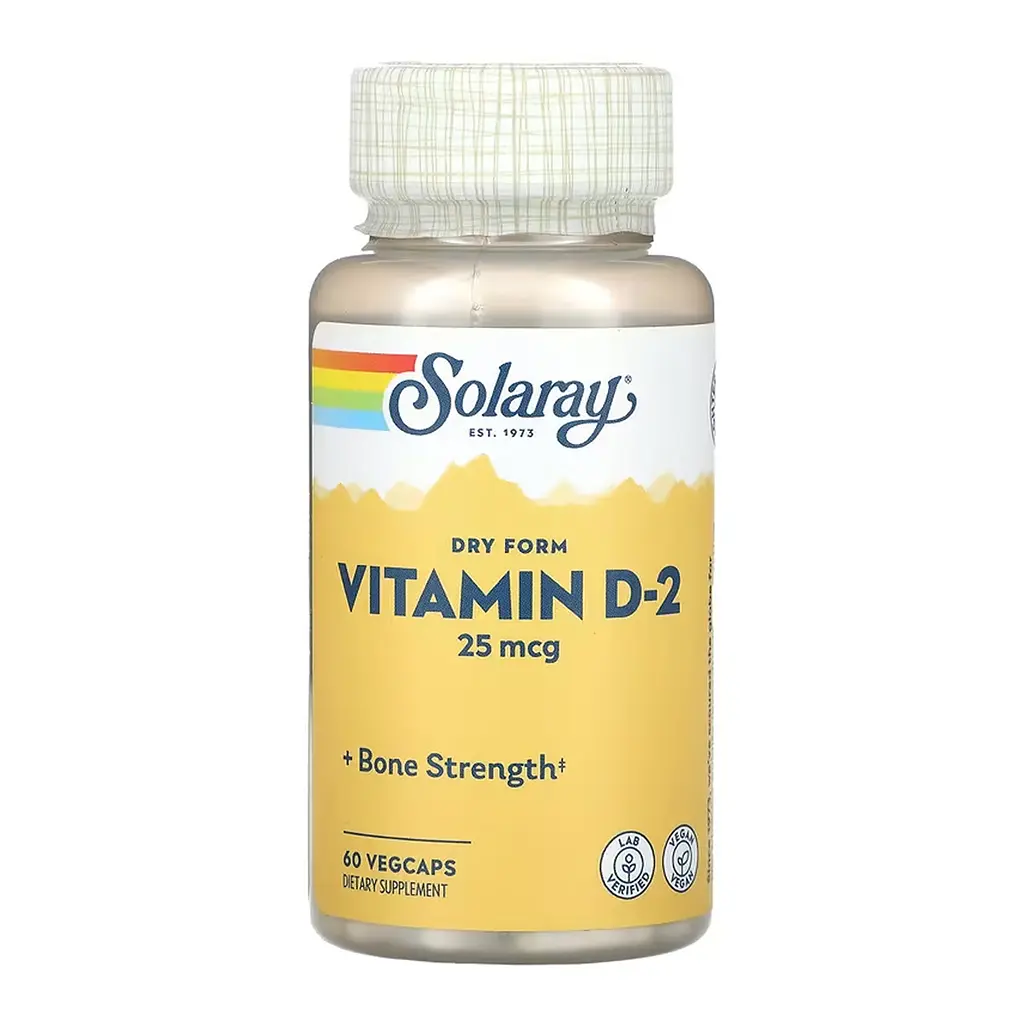 Вітамін D Solaray 25 мкг (Vitamin D-2) - 60 веганських капсул