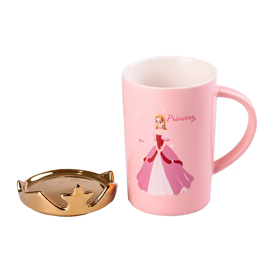Чашка керамічна Happy Life Princess з кришкою рожева 400 мл HPCYM0845P - фото 2