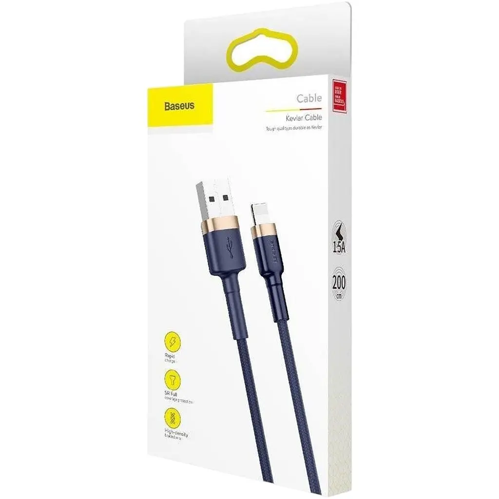 Кабель Baseus Cafule USB-A to Lightning 2m Gold/Blue (CALKLF-CV3) [169522] - фото 7