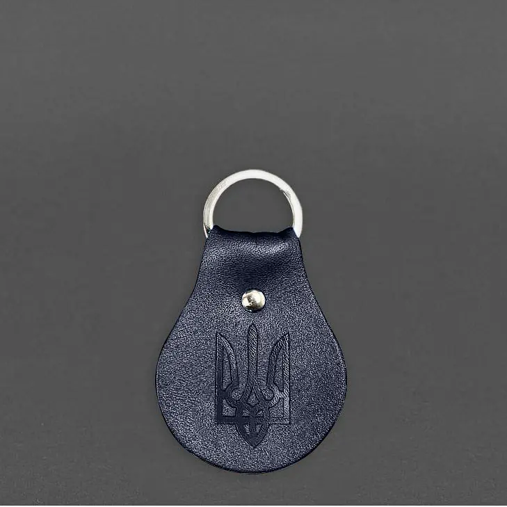 Шкіряний брелок Патріотичний з гербом темно-синій - фото 4