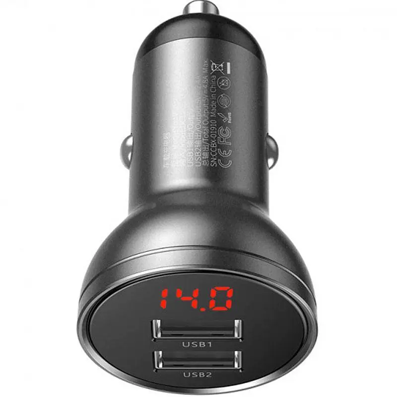 Автомобильное зарядное устройство Baseus 2USB + Cable Type-C TZCCBX-C0G Black - фото 2