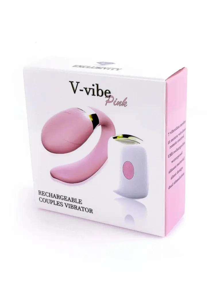 Вібратор для пар V-Vibe Pink, USB, 7 Function, Remote Control - фото 8