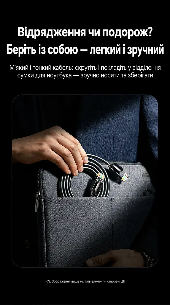 Мережевий кабель UGREEN NW122 10 м патч-корд Ethernet RJ45 штекер і RJ45 штекер Cat 6A до 10 Гбіт/с неекранований U/UTP діаметр кабелю 2,8 мм жили з чистої міді чорний (70656) - фото 12