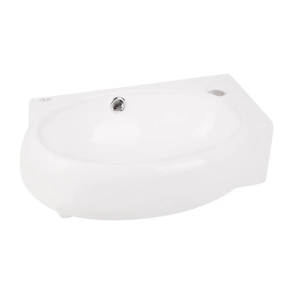 Умивальник Qtap Leo підвісний овальний правий 430x290x140 мм White + донний клапан PU02O, Білий - фото 4