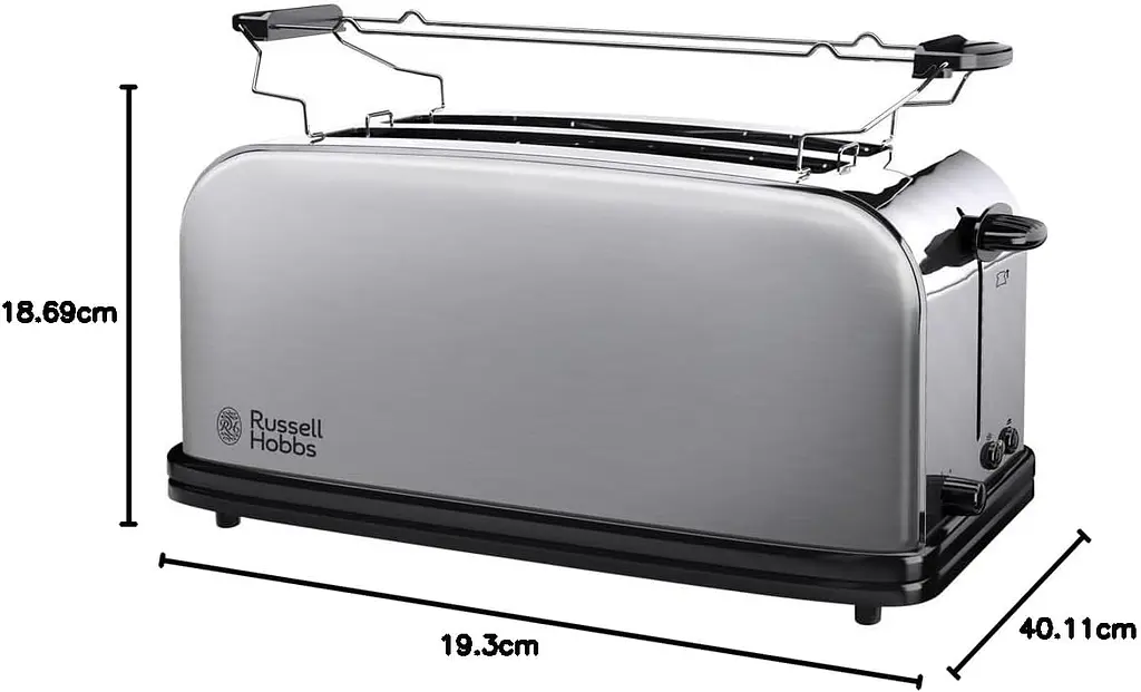 Тостер Oxford 1600Вт, длинные слоты на 4 тоста, металл, серебристый Russell Hobbs teh0025682 - фото 7
