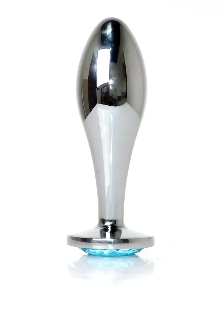 Анальна пробка - Jewellery Silver Plug Light Blue L - фото 6