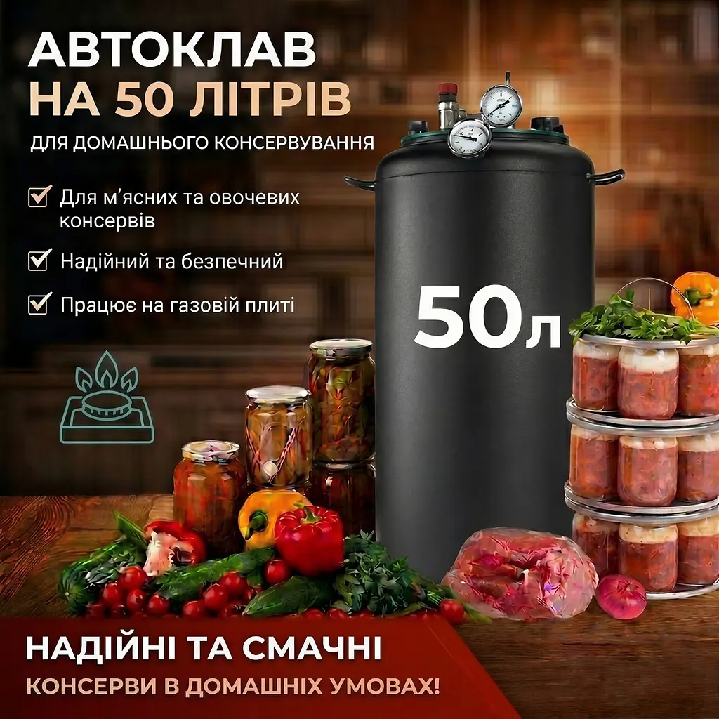 Автоклав для домашнього консервування газовий на 50л - фото 2