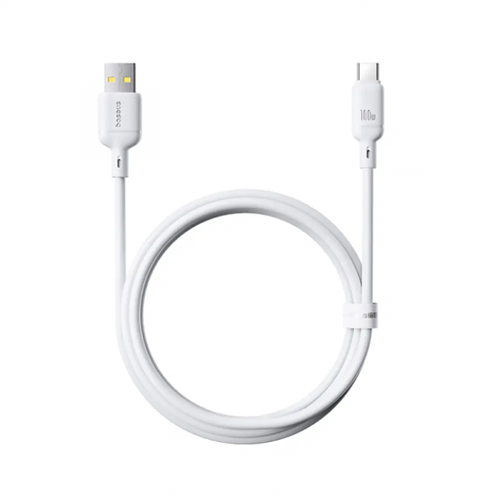Кабель Baseus Silky Series Fast Charging Cable USB to Type-C 100W 1m White - фото 3