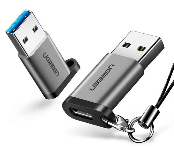 Адаптер Ugreen US276 USB3.0 to Type-C с карабином Space Grey Серый - фото 2