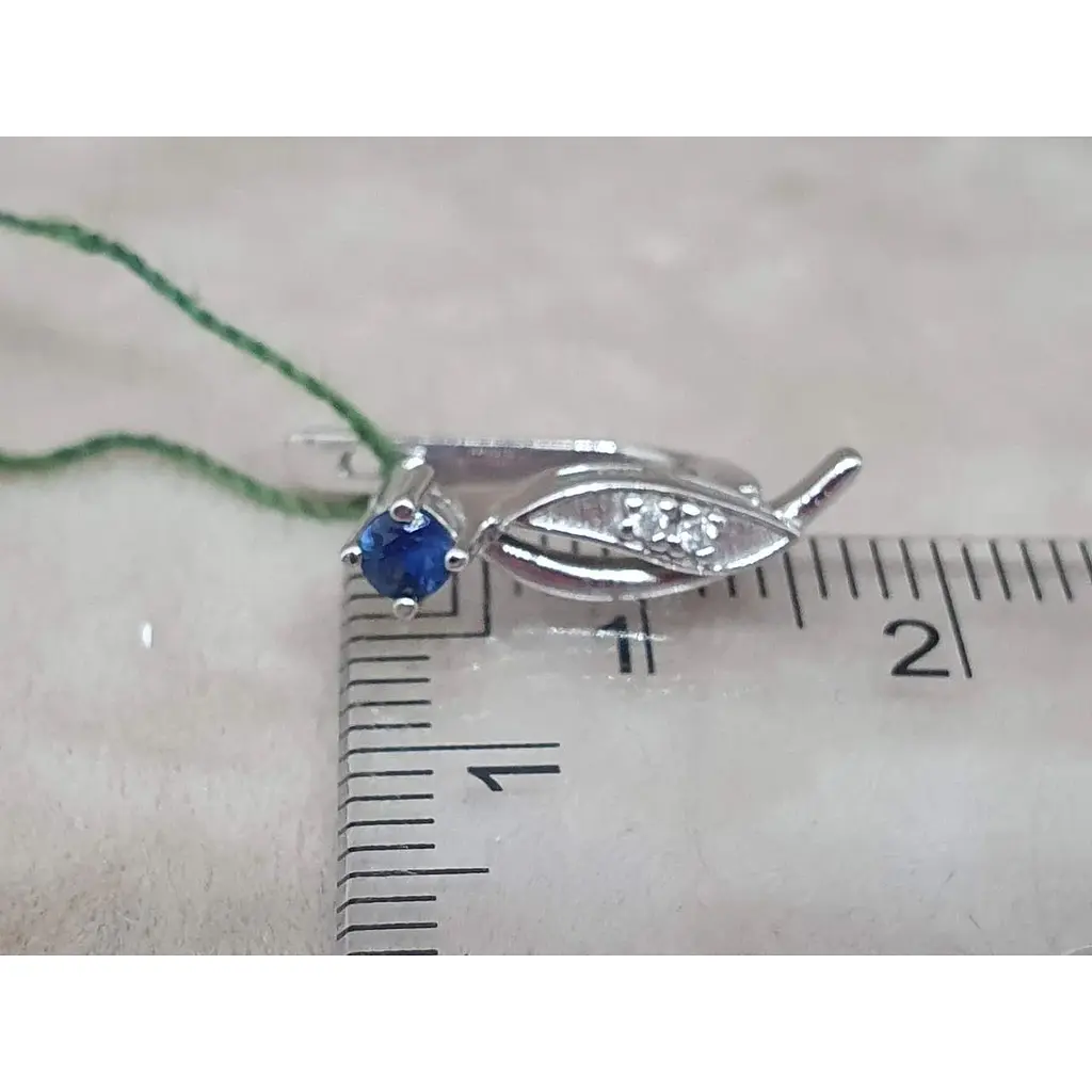 Золотые серьги ЮЗ "Багет" с бриллиантами и сапфирами. 2631/1 - фото 5