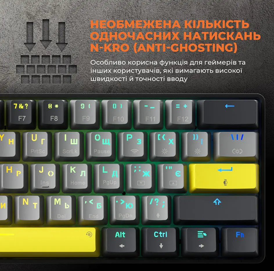 Механічна ігрова клавіатура GamePro GPMK-130G Pro Black Hot-Swap Outemu Red Switch RGB 2.4G/Bluetooth/USB - фото 11