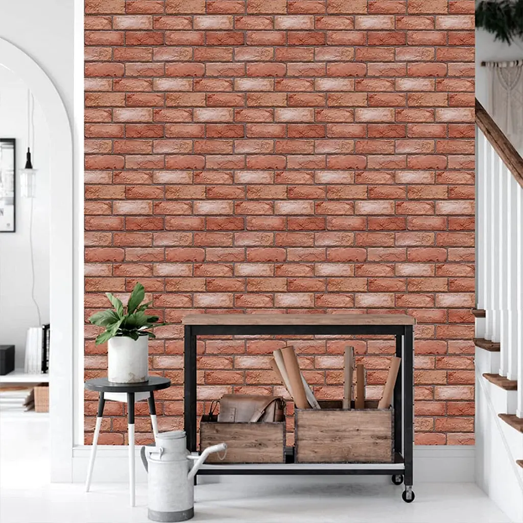 Декоративна ПВХ панель коричнево-рожева цегла Sticker Wall SW-00001426 960х480х4мм - фото 5