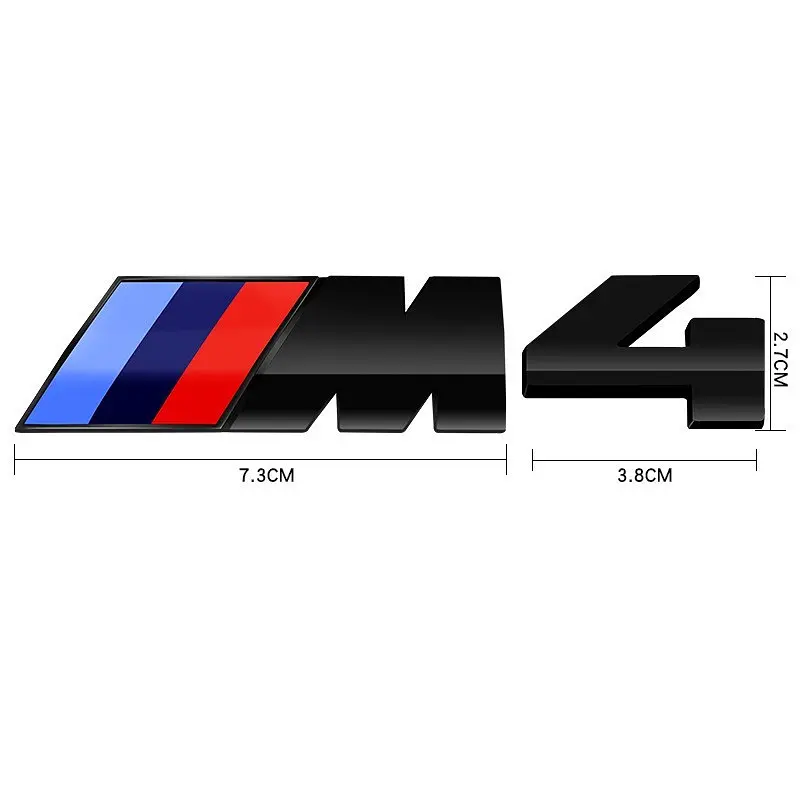 Емблема напис M4 для BMW чорна глянцева 73×27 мм (M) +38×27 мм (цифра) пластик (на скотчі) - фото 2