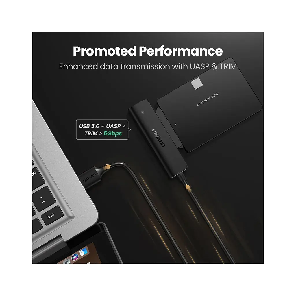 Переходник USB 3.0 Type-А to SATA III (F) CM321 Ugreen (70609) - фото 2