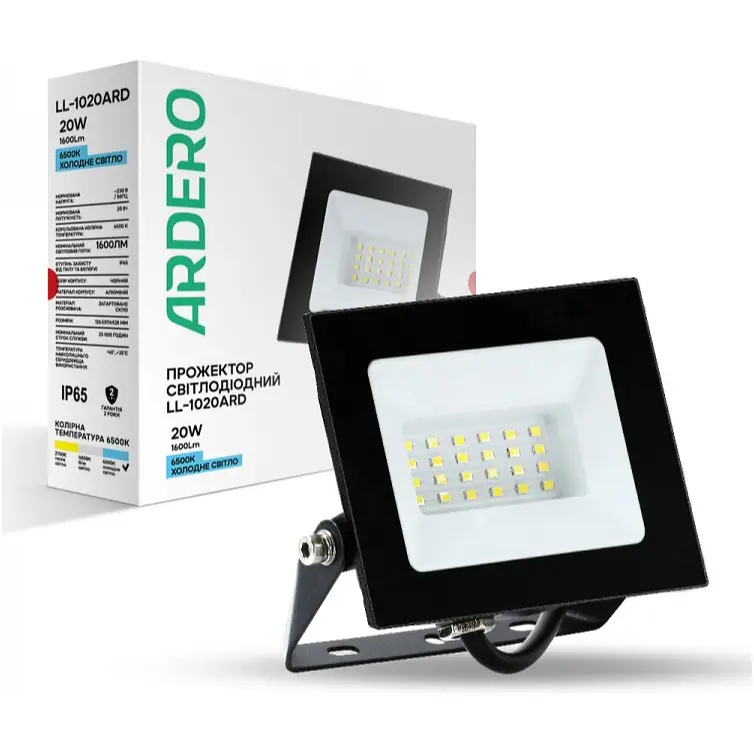 Прожектор світлодіодний Ardero LL-1020ARD 20 Вт 6500K чорний (80016) - фото 2