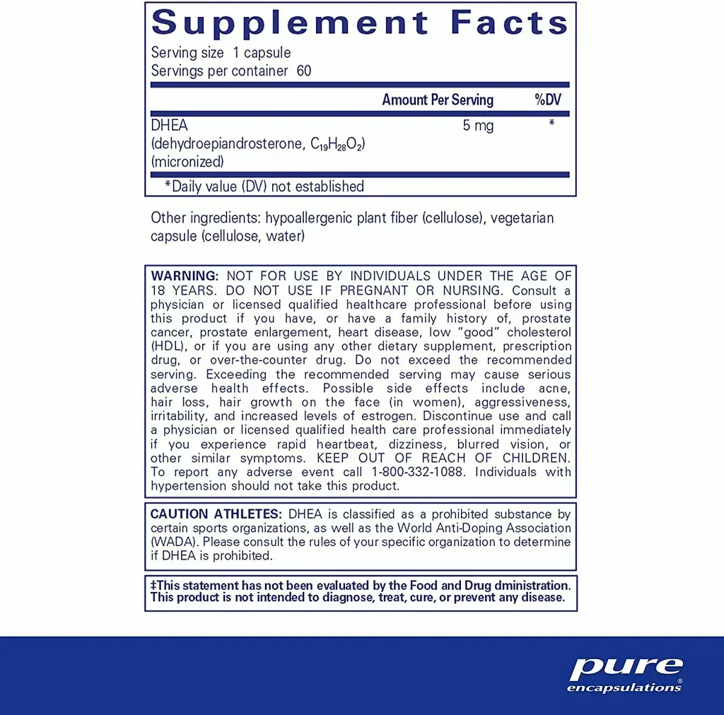 ДГЭА Pure Encapsulations DHEA 5 мг 60 капсул - фото 2