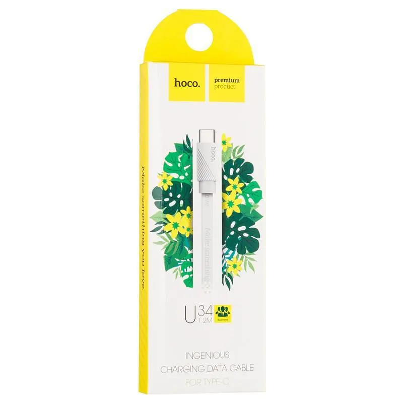 USB Cable Hoco U34 Ling Ying Type-C White 1.2m - фото 2