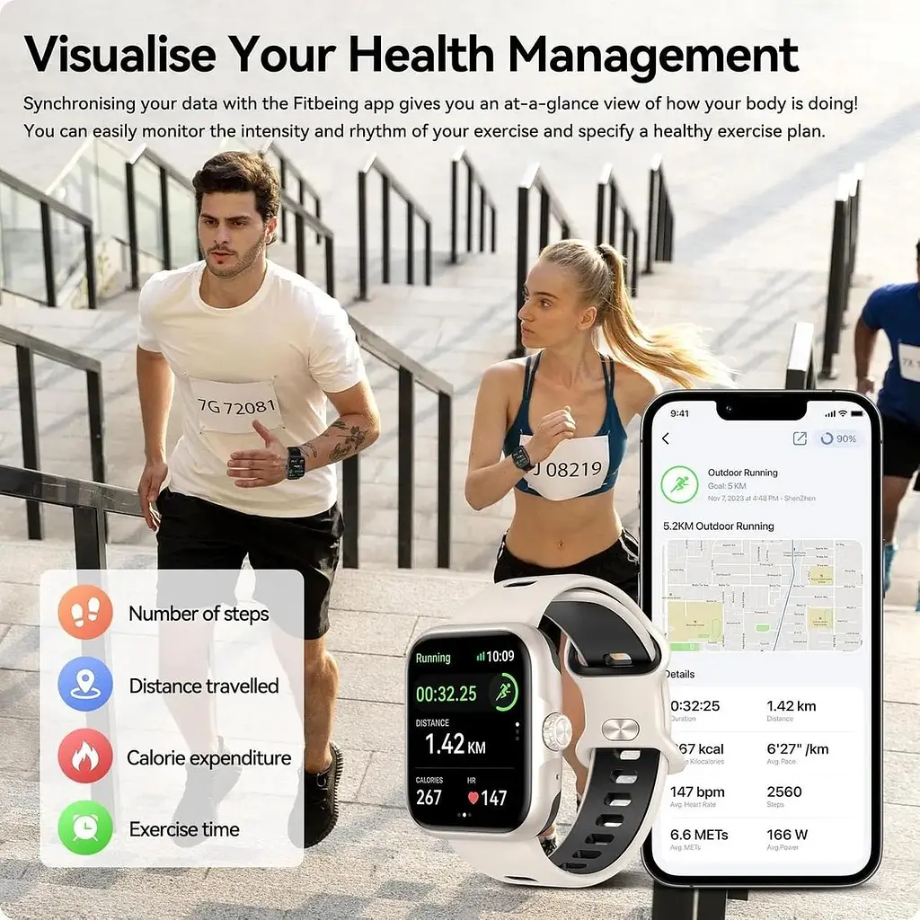 Смарт-годинник для чоловіків і жінок (вбудований GPS) з функцією дзвінків по Bluetooth та AMOLED-дисплеєм - фото 3