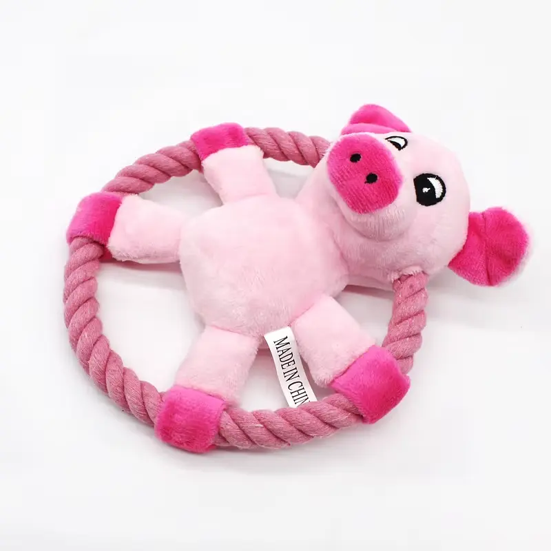М’яка іграшка для собак з канатом Derby Squeaky&Funny Animal - фото 2