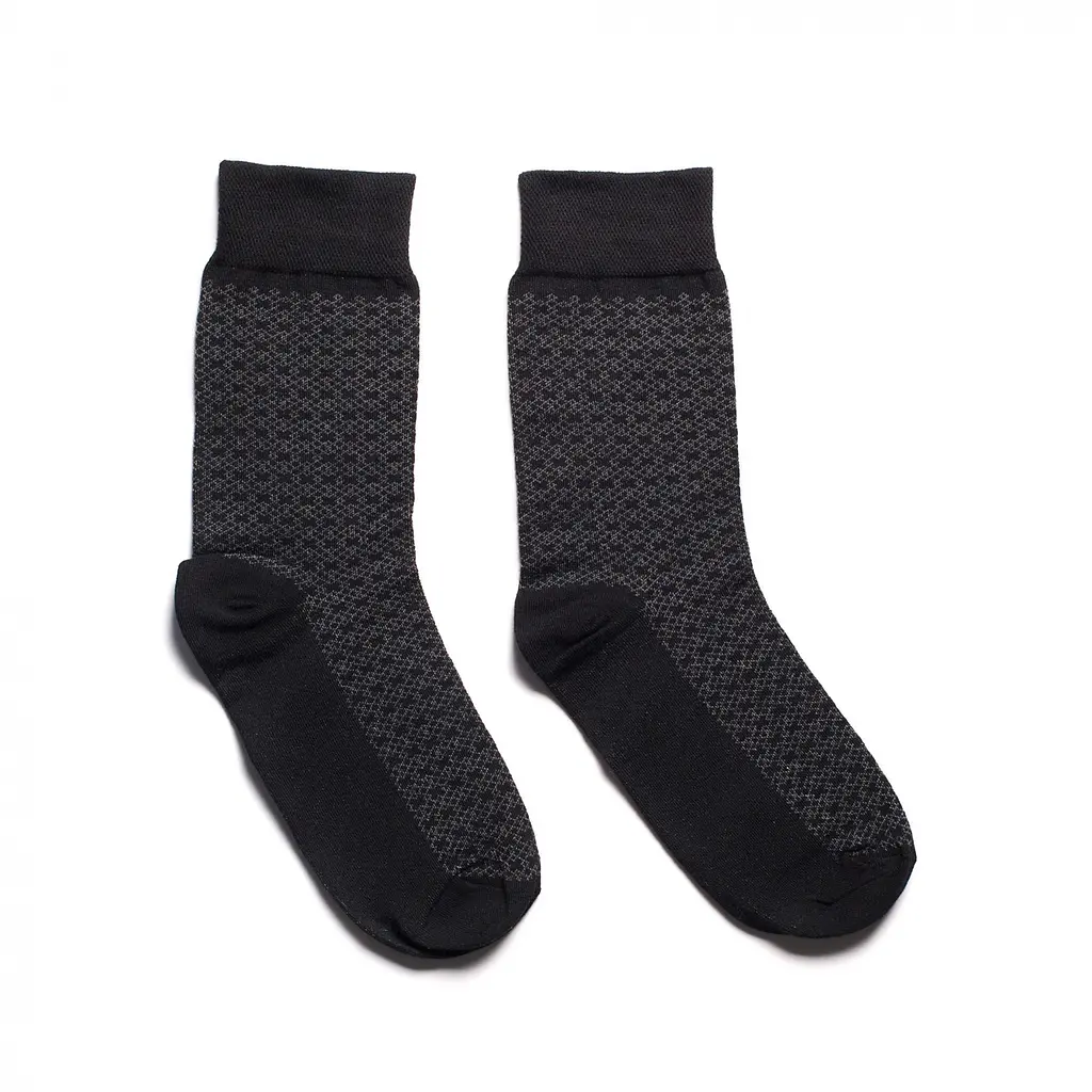 Шкарпетки з принтом клітки високі безшовні якісні ORGANIC cotton JILL ANTONY Чорний, 39-41 - фото 4